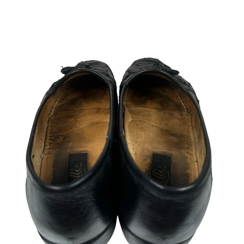Zelli Men's Genuine Ostrich Quill Tassel‎ Loafers Black Size 10 W Italy